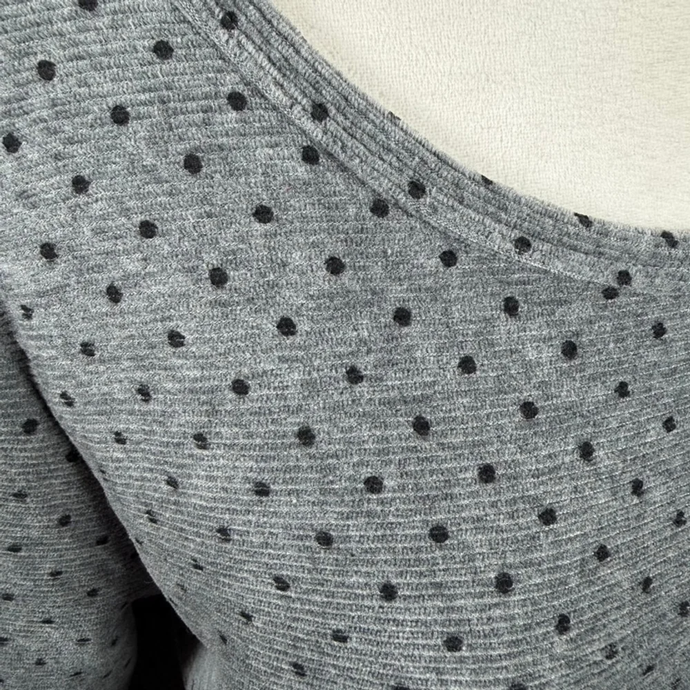 Talbots Velour Ribbed Knit Tunic Top Gray Black Polka Dot Soft Casual size XL - Picture 9 of 10